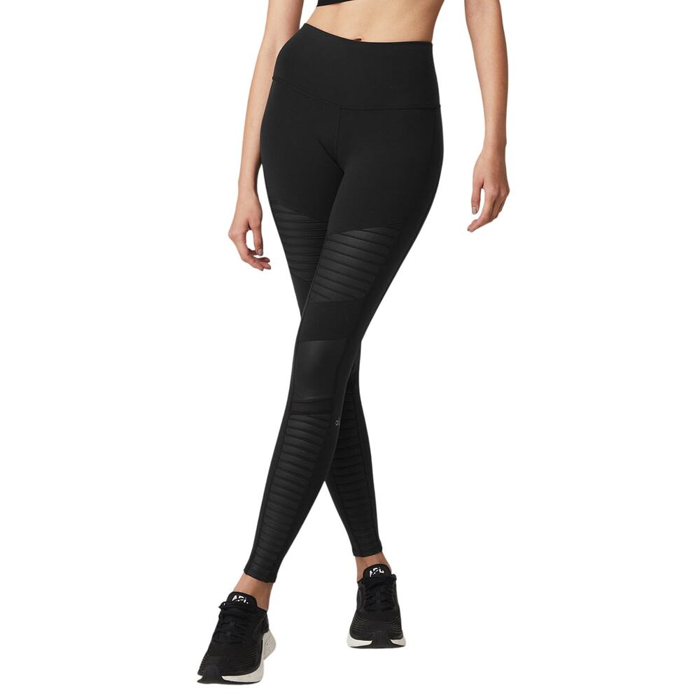 Alo Yoga High Waist Black Glossy Moto Leggings Size S